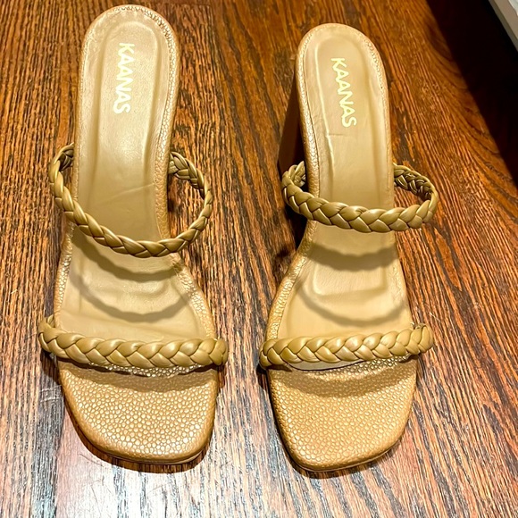 Kaanas Binjai double braid brown heeled sandals size 8 NEW WITHOUT BOX - Picture 1 of 6